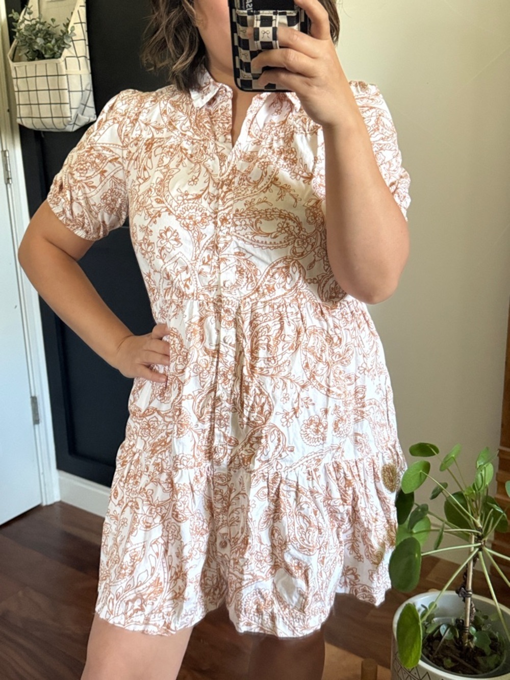 1.State 100% Cotton Paisley Print Mini Dress. S